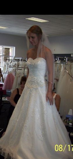 Allure Bridals White Size 4 70 Off Beaded Top A-line Dress on Queenly