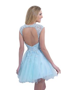 Style 9855 Blush  Light Blue Size 2 Homecoming Cocktail Dress on Queenly