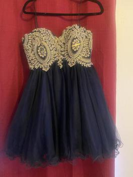 Box anabel Blue Size 8 Navy Tulle Sequin Ball gown on Queenly