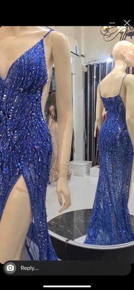 Couture GL Garlate Blue Size 00 Prom Fully-beaded Fitted Pageant Mermaid Dress on Queenly