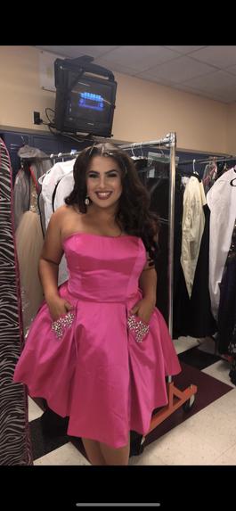 Sherri Hill Pink Size 14 Pockets Strapless Cocktail Dress on Queenly