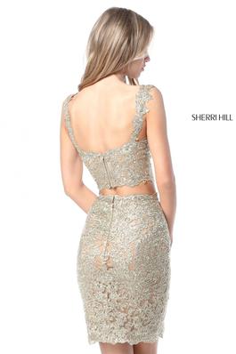 Style 51522 Sherri Hill Gold Size 6 Holiday Tall Height Cocktail Dress on Queenly