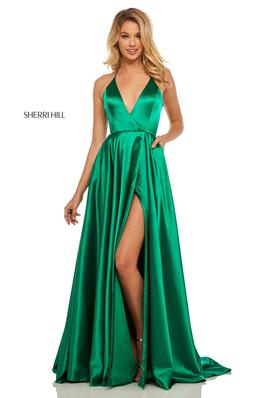 Style 52921 Sherri Hill Green Size 2 Tall Height Straight Dress on Queenly
