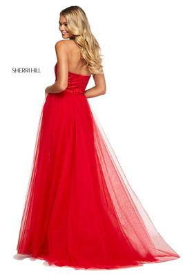 Style 53207 Sherri Hill Red Size 8 Tall Height Straight Dress on Queenly