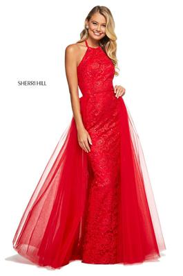 Style 53207 Sherri Hill Red Size 8 Tall Height Straight Dress on Queenly
