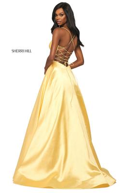 Style 53661 Sherri Hill Yellow Size 8 Tall Height A-line Dress on Queenly