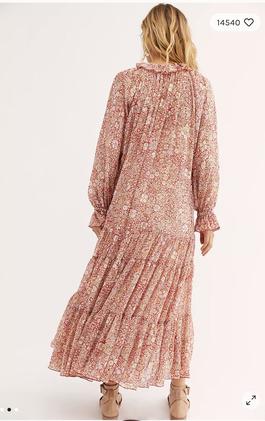 Free People Filling Groovy Maxi Dress ($168 Pink Size 12 Midi Sleeves Cocktail Dress on Queenly