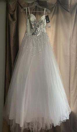 Jovani White Size 6 Pageant Sequin Beaded Top Ball gown on Queenly