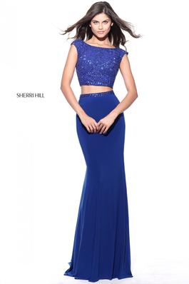 Style 51125 Sherri Hill Blue Size 6 Tall Height Straight Dress on Queenly