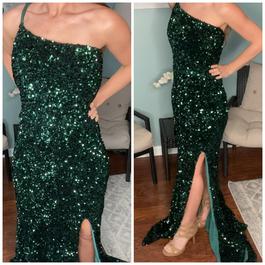 Portia & Scarlett Green Size 16 Fitted One Shoulder Prom Mermaid Dress on Queenly