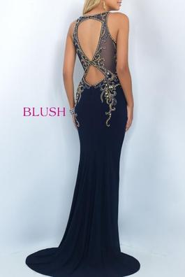 Style 11038 Blush Prom Blue Size 6 Straight Dress on Queenly