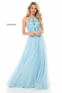 Sherri Hill Blue Size 14 Tall Height Side slit Dress on Queenly