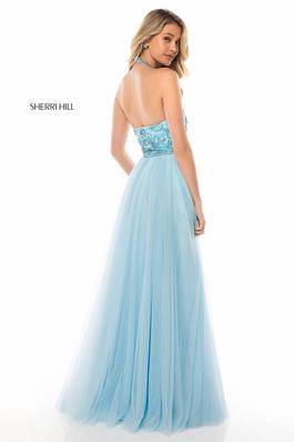 Sherri Hill Blue Size 14 Tall Height Side slit Dress on Queenly