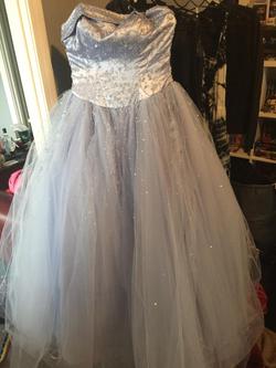 Mori Lee Purple Size 14 Light Blue Strapless Ball gown on Queenly