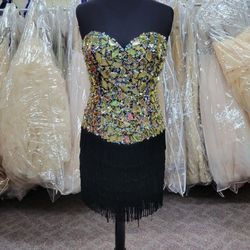 Alyce Claudine Black Size 2 Sequined $300 Strapless Cocktail Dress on Queenly