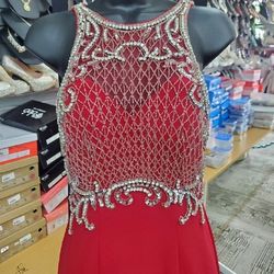 Style c323 Blush Prom Red Size 2 Jersey Halter Cocktail Dress on Queenly