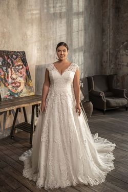 Style 16524-2 NaviBlue White Size 14 Floor Length Plus Size Tall Height A-line Dress on Queenly