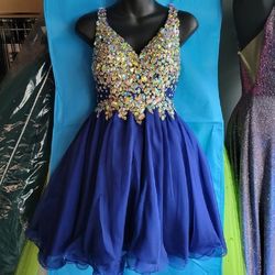 Style 9857 BLUSH Blue Size 2 Homecoming Tall Height Prom Cocktail Dress on Queenly