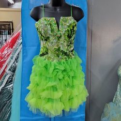 Style 172201 JOVANI Green Size 0 Spaghetti Strap Jewelled Cocktail Dress on Queenly