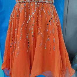 Style 9163 MORILEE Orange Size 0 Tall Height Strapless Prom Cocktail Dress on Queenly