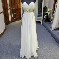 Style 35579 ALYCE White Size 0 Strapless Floor Length A-line Dress on Queenly