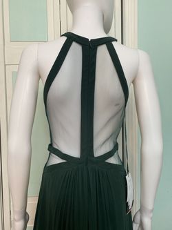 La Femme Green Size 8 Floor Length Black Tie Straight Dress on Queenly