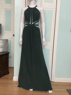 La Femme Green Size 8 Floor Length Black Tie Straight Dress on Queenly