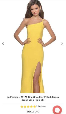 LA FEMME Yellow Size 4 Fitted One Shoulder Straight Dress on Queenly