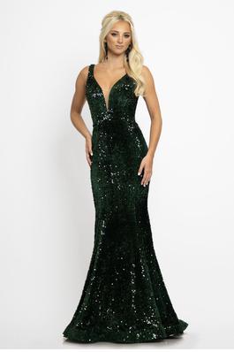 Johnathan Kayne Green Size 8 Velvet Mermaid Dress on Queenly