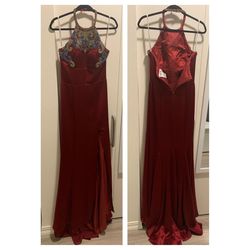 Sherri Hill Red Size 6 50 Off Halter Straight Dress on Queenly