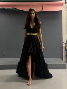 Mac Duggal Black Size 4 Prom Feather Train Dress on Queenly