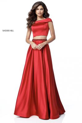 Style 51632 Sherri Hill Red Size 6 Prom Straight Dress on Queenly