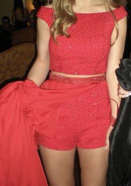 Sherri Hill Red Size 2 Overskirt Side slit Dress on Queenly