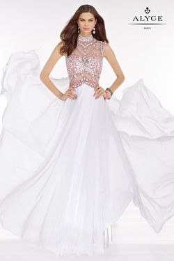 Style 6559 Alyce Paris White Size 6 Pageant Sequin Backless Sheer A-line Dress on Queenly