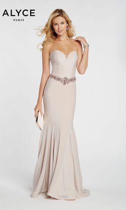 Style 60290 Alyce Paris Nude Size 6 Tall Height Pageant Prom Mermaid Dress on Queenly
