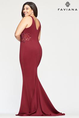 Style 9492 Faviana Red Size 12 Plus Size Tall Height Mermaid Dress on Queenly