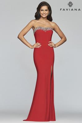 Style S10200 Faviana Red Size 2 Tall Height Sequin Side slit Dress on Queenly
