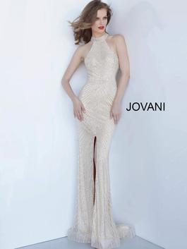 Style 2482 Jovani Silver Size 2 Tall Height Side slit Dress on Queenly