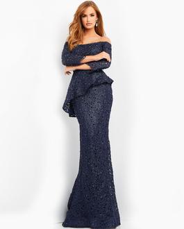 Style 00455 Jovani Blue Size 6 Navy Tall Height Mermaid Dress on Queenly
