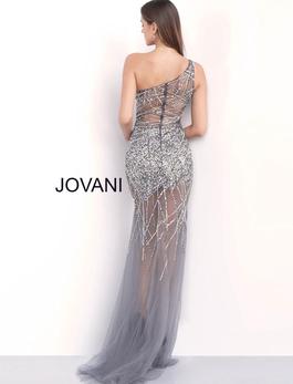 Style 55567 Jovani Silver Size 6 Fitted Tall Height Side slit Dress on Queenly