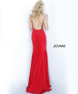 Style 63563 Jovani Red Size 8 Jersey Tall Height Mermaid Dress on Queenly