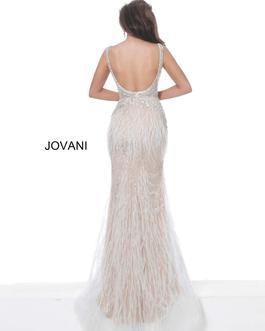 Style 03023 Jovani White Size 2 Feather Tall Height Mermaid Dress on Queenly