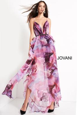 Style 06032 Jovani Multicolor Size 0 Tall Height Spaghetti Strap Side slit Dress on Queenly