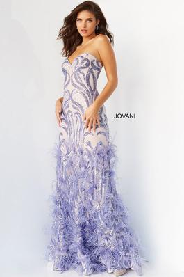 Style 05667 Jovani Purple Size 8 Tall Height Sequin Mermaid Dress on Queenly