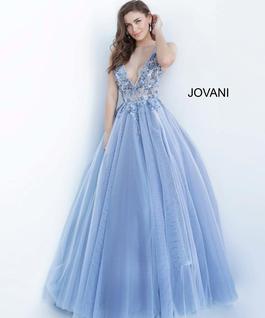 Style 3110 Jovani Blue Size 0 Floral Ball gown on Queenly