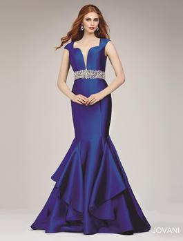 Style 28124 Jovani Blue Size 12 Plus Size Tall Height Mermaid Dress on Queenly