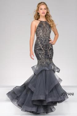 Style 31554 Jovani Silver Size 8 Spaghetti Strap Tall Height Sequin Mermaid Dress on Queenly