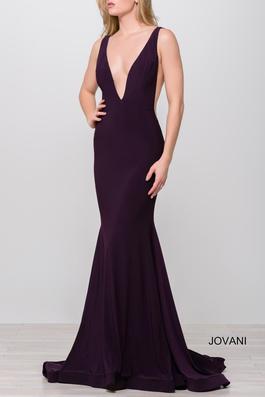 Style 46756 Jovani Purple Size 8 Jersey Tall Height Mermaid Dress on Queenly