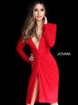 Style 3059 Jovani Red Size 6 Tall Height Cocktail Dress on Queenly