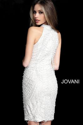 Style 1677 Jovani White Size 4 Bachelorette Fitted Cocktail Dress on Queenly